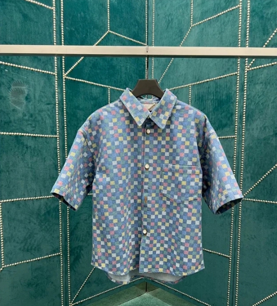 루이비통 다미에 샴브레이 반팔 셔츠