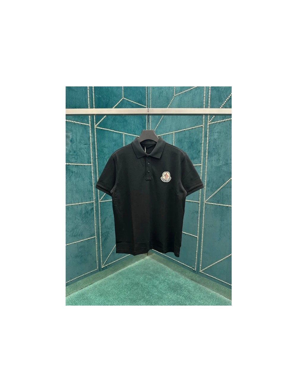 몽클레어 로고 폴로 셔츠 옵티컬 블랙