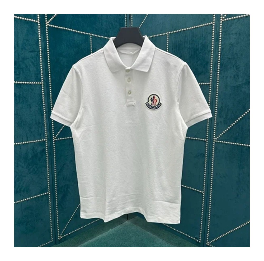 몽클레어 로고 폴로 셔츠 옵티컬 화이트