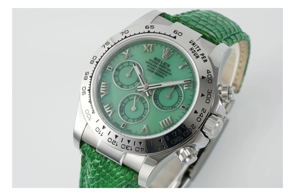 PPM공장 롤렉스 데이토나 비치 에디션 그린 로만 다이얼 가죽 스트랩 40mm 116519