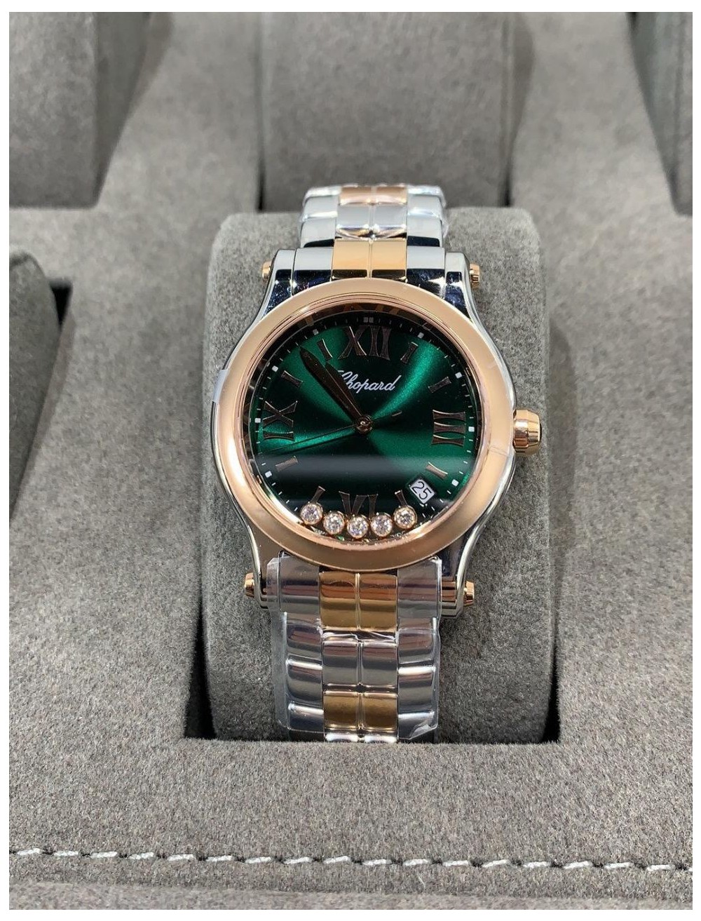 NR공장 쇼파드 해피 스포트 그린 다이얼 RG콤비 36mm 278582-6006